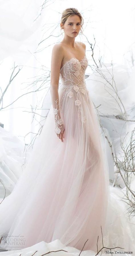 Light Pink Wedding Dress, Mira Zwillinger, Light Pink Wedding, Blush Wedding Dress, Aline Wedding Dress, Pink Wedding Dress, Pink Wedding Dresses, A Wedding Dress, Wedding Dresses For Sale