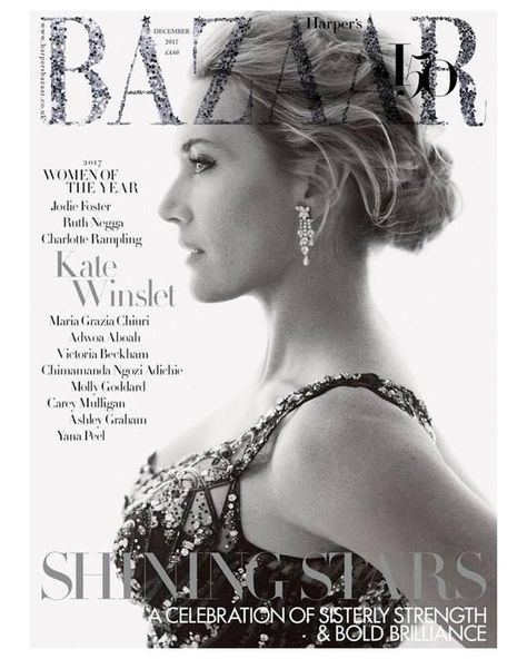 Kate Winslet is by Alexi Lubomirski / Three Covers of Harper’s Bazaar UK December 2017 | Art8amby's Blog Harpers Bazaar Covers, Magazine Front Cover, History Of Fashion, Harpers Bazaar Magazine, Bazaar Magazine, Fashion Magazine Cover, Magazine Cover Design, Fashion Cover, Drew Barrymore