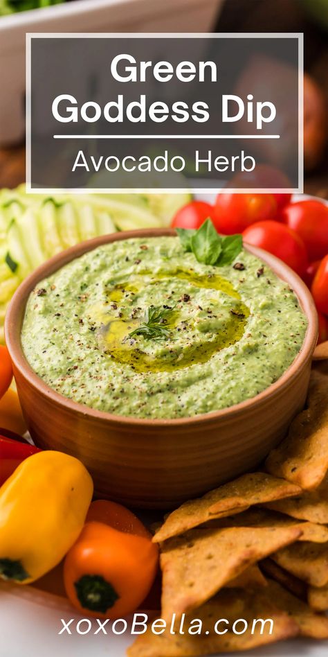 Whether you want to dip veggie sticks, melba toast, chips, crackers, or something else, this avocado herb green goddess dip is really good. Pair it with a vegetable board or charcuterie platter and enjoy the fresh flavours in every mouthful. This creamy avocado dip is one of the best-tasting homemade dip recipes you can make. You are going to love this amazing avocado herb green goddess dip. It boasts so many wonderful fresh flavours thanks to the herbs and vegetables. #greengoddess #dip #green Vegetable Board, Creamy Avocado Dip, Green Goddess Dip, Melba Toast, Homemade Dips, Vegetable Dip, Stuffed Pepper Dip, Avocado Dip, Charcuterie Platter