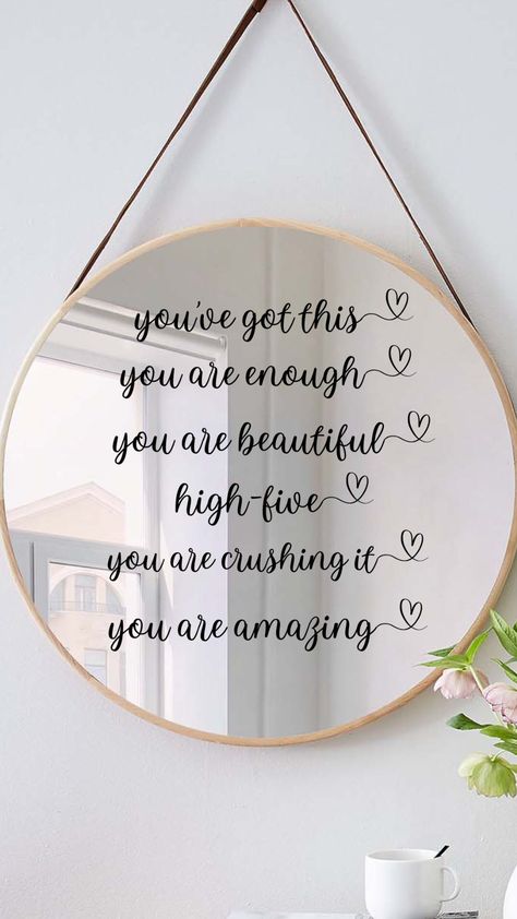 Echelon Bike, Affirmation Mirror, Mirror Quotes, Mirror Decals, Custom Mirror, Mirror Decal, Mirror Stickers, Cricut Craft Room, Affirmations Positives