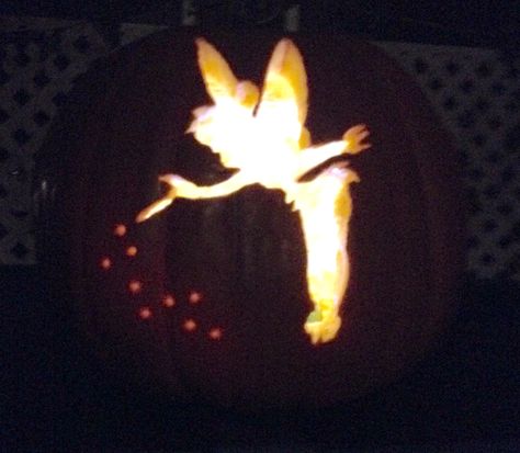 Tinker Bell  pumpkin carving 2014 Tinkerbell Pumpkin, Cute Pumpkin Carving, Disney Pumpkin Carving, Disney Pumpkin, Tinkerbell Disney, Pumpkin Carving Designs, Scary Pumpkin, Tinker Bell, Pumpkin Faces