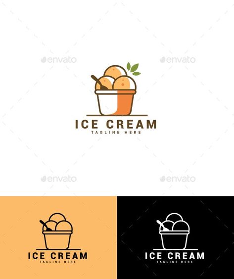 Ice Cream Logo Branding, Ice Cream Shop Logo, Foodies Logo, Logo Ice Cream, Cream Branding, Organic Ice Cream, Drink Logo, Ice Cream Logo, Honey Logo