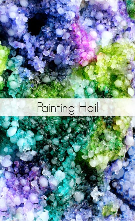 Painting Hail or Crushed Ice from Fun at Home with Kids Magnolia Crafts, Passover Preschool, Ice Activities, Weather Activities For Kids, April Weather, Ice Painting, Preschool Winter, Art Expressions, Home With Kids