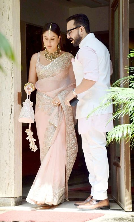 Indian Outfits For Wedding, Ethnic Outfits Indian, Baby Pink Saree, Diamond Chokers, Mandap Seating, Beach Mandap, Pink Sari, Court Marriage, South Wedding