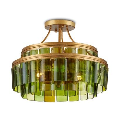 Dark Contemporary, Recycled Wine Bottles, Recycled Bottle, Semi Flush Ceiling Lights, Leaf Green, Recycled Bottles, Luxury Lighting, Flush Ceiling Lights, Semi Flush Mount