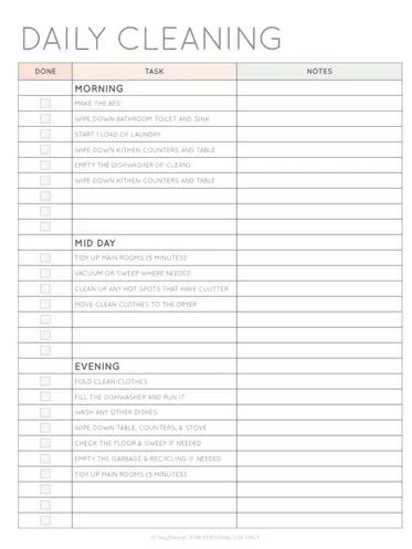 Weekly Cleaning Schedule Printable, Cleaning Plan, Daily Cleaning Schedule, Daily Schedule Printable, Cleaning Schedule Templates, Daily Cleaning Checklist, Paper Clutter Organization, Cleaning Schedule Printable, Move In Cleaning