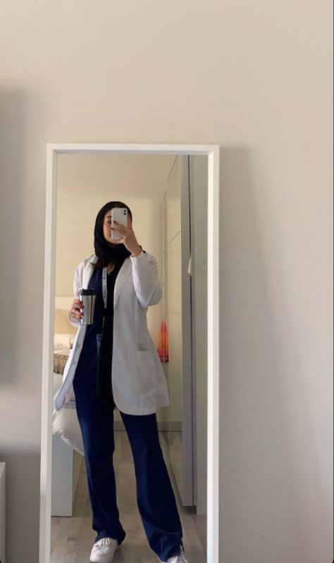 ‎‏𝗦𝗮𝘃𝗲 + 𝗳𝗼𝗹𝗹𝗼𝘄⁎⁺˳✧༚ Hijabi Nurse, Hijabi Doctor Outfit, Hijabi Doctor, Hijab Doctor, Doctors Outfit, Doctor Girl, Medical Scrubs Outfit, Nurse Inspiration, Nurse Aesthetic