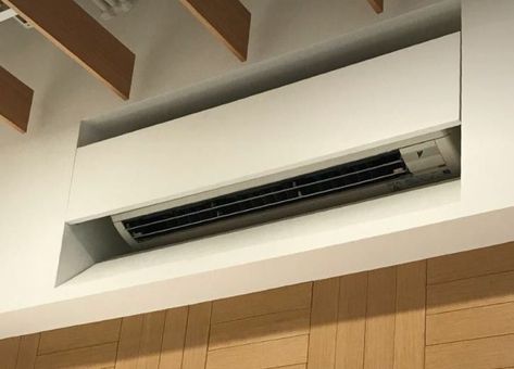 Ac Cover, Mini Split Ac, White Wood Floors, Air Conditioner Cover, Split Ac, Air Conditioning Installation, Air Conditioner, Wood Floors, Home Projects