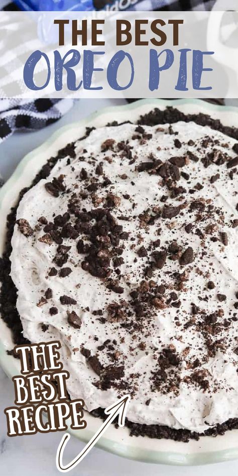 Oreo Pie Recipe, Oreo Cream Pie, Oreo Cookie Pie, No Bake Oreo Pie, Oreo Dessert Easy, Pudding Pie Recipes, Baking Recipes Pie, Oreo Pie, Oreo Dessert Recipes