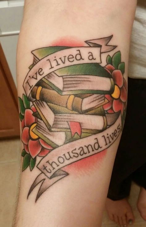 British Tattoo, 42 Tattoo, Bookish Tattoos, Traditional Books, American Tattoos, Traditional Tattoo Design, Mermaid Tattoo, 1 Tattoo, Book Tattoo