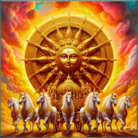 Surya God Images, Seven Horses Painting Vastu, Surya Dev Images, Goddess Background, Lord Surya Bhagavan Images, 7 Horses Running Painting Vastu Wallpaper, Surya Deva, Seven Horses Painting, Surya Bhagavan