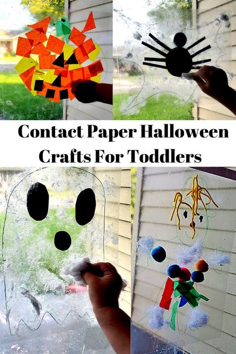 Ready for some Toddler-friendly Halloween crafts? We will be using Contact paper as a sticky wall for this Halloween craft for toddlers. It's this amazing clear, sticky paper that toddlers just love sticking things to! Contact paper Halloween crafts have a couple great bonuses. Bonus 1 This craft can double as window decorations during Halloween! Bonus 2 Contact Paper crafts are fantastic for working fine motor skills in toddlers. Paper Halloween Crafts, Contact Paper Crafts, Halloween Activities For Toddlers, Sticky Wall, Craft For Toddlers, Halloween Decorations For Kids, Halloween Crafts For Toddlers, Paper Halloween, Crafts For Toddlers