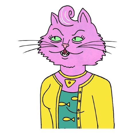 Bojack Horseman Princess Caroline, Princess Caroline Bojack, Princess Carolyn, Pin Icon, Princess Tattoo, Bojack Horseman, Princess Caroline, Pink Cat, Animated Characters