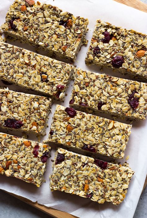 Healthy Soft and Chewy Granola Bars - Little Broken Chia And Flax Seed Granola Bars, Seed Granola Bars, Chia Seed Granola, Flax Granola, Seed Granola, Chewy Granola Bars, Granola Recipe Bars, Chewy Granola, Homemade Granola Bars