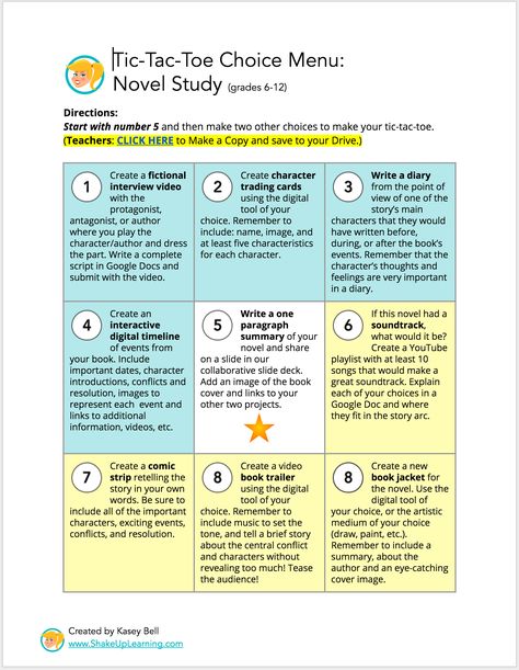 Interactive Learning Menus (Choice Boards) Using Google Docs Free Menu Templates, Differentiated Learning, Choice Board, Student Choice, Choice Boards, Differentiated Instruction, Novel Study, Menu Board, Blended Learning