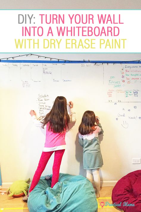 How to turn your wall into a dry erase white board with dry erase paint with directions and tips. Dry Erase Paint Wall, Diy Whiteboard, Whiteboard Paint, Dry Erase Paint, Black Chalkboard Paint, Whiteboard Wall, Dry Erase Wall, Diy Kitchen Decor, Magnetic White Board