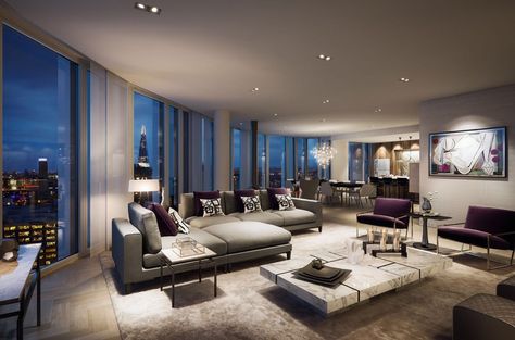 Apartamento New York, Luxury Penthouse Apartment, Expensive Apartment, Penthouse Luxury, Luxury Apartments Interior, London Living Room, London Living, Luxury Penthouse, Penthouse Apartment