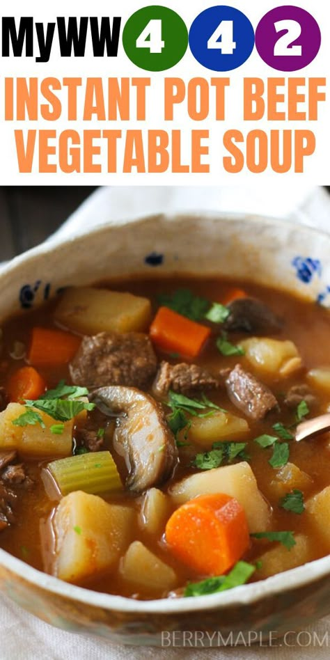 Party Food Main Dish, Soup In Instant Pot, Beef Vegetable Soup, Weight Watchers Meals Dinner, Weight Watchers Recipe, Soup Beef, Recipe Instant Pot, Weight Watchers Meal Plans, Weight Watchers Soup