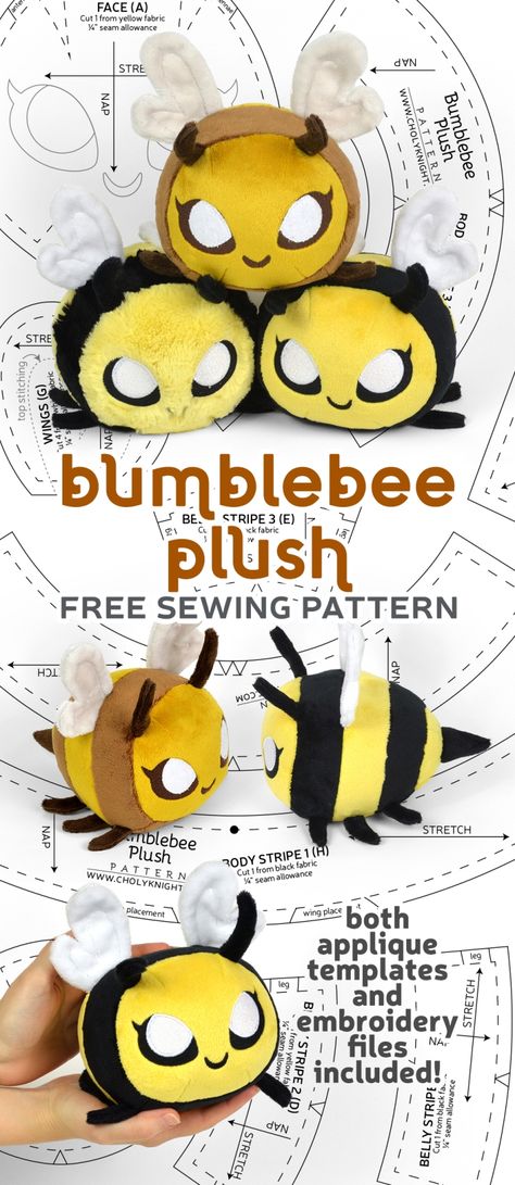 Free Pattern Friday! Bumblebee Plush – Choly Knight Plushie Patterns Sewing Patterns, Plushie Patterns Free, Simple Plushie Patterns, Sewing Patterns Plushies, Cute Sewing Ideas, Plush Sewing Patterns, Choly Knight, Plush Sewing, Diy Sy