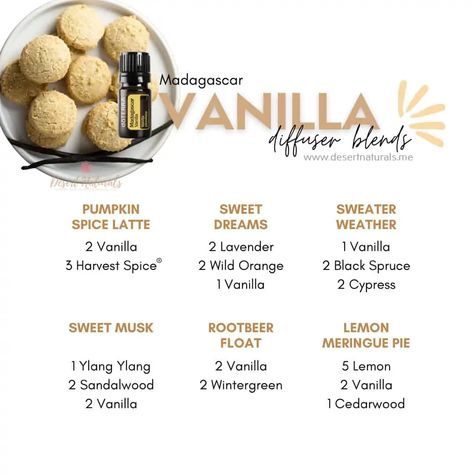 Vanilla Diffuser Blends 10 Madagascar Vanilla Diffuser Blends, Dessert Essential Oil Blends, Sweet Essential Oil Blends, Doterra Madagascar Vanilla, Vanilla Essential Oil Perfume, Vanilla Essential Oil Benefits, Vanilla Essential Oil Blends, Vanilla Diffuser Blends, Fall Essential Oil Blends