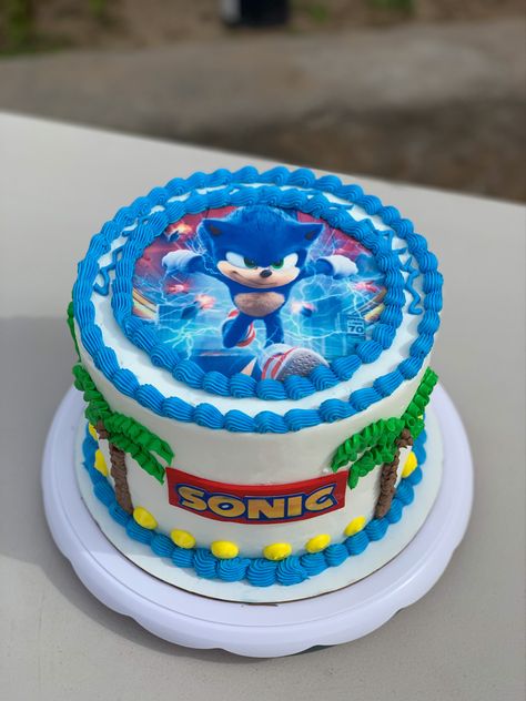 Sonic Birthday Cake, Sonic Cake, Sonic Birthday Parties, Tenth Birthday, Sonic Birthday, 3rd Birthday Cakes, Birthday Balloon Decorations, Dinner Entrees, Photo Cake