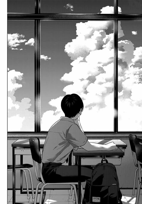 Anime Classroom Aesthetic, Sitting Beside Window, Window Sketch, A Couple Of Cuckoos, Mini Sketch, Looking At The Sky, Manga School, Anime Content, Comic Book Layout