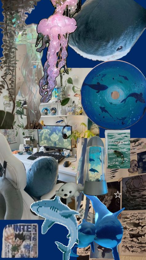 for anyone who struggles to find there ocean room inspo Ocean Room Ideas, Shark Room, Ocean Room Decor, Ocean Themed Bedroom, Ocean Room, Dorm Ideas, Royale High, Ocean Theme, Ocean Themes