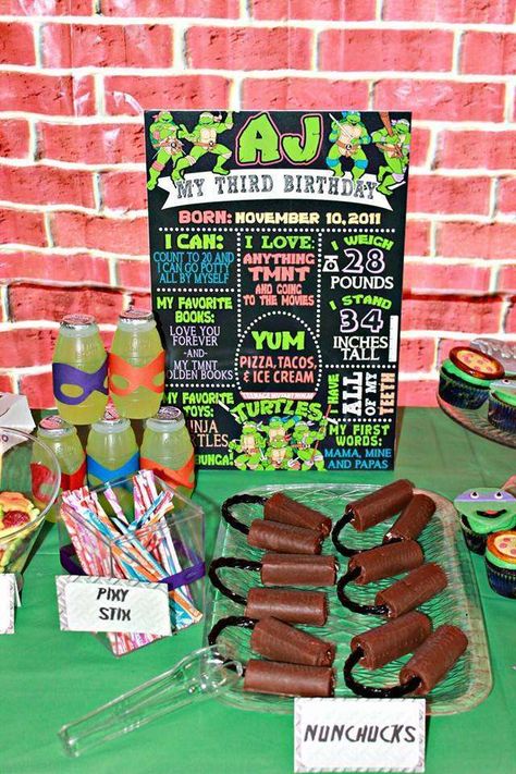 Fun sign at a Teenage Mutant Ninja Turtles birthday party!  See more party planning ideas at CatchMyParty.com! Tmnt Birthday Party Ideas, Turtles Birthday Party Ideas, Ninja Turtles Birthday Party Ideas, Teenage Mutant Ninja Turtles Birthday, Ninja Turtles Birthday, Mutant Ninja Turtles Party, Turtle Birthday Parties, Tmnt Birthday, Ninja Turtles Birthday Party