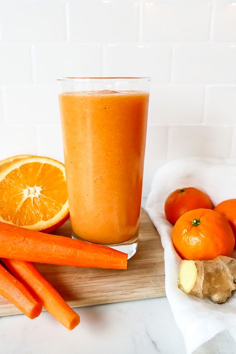 Smoothie Pictures, Faithful Plateful, Carrot Drink, Vegetable Tikka Masala, Carrot Ginger Smoothie, Ginger Smoothie Recipes, Orange Pictures, Ginger Shots, Carrot Smoothie