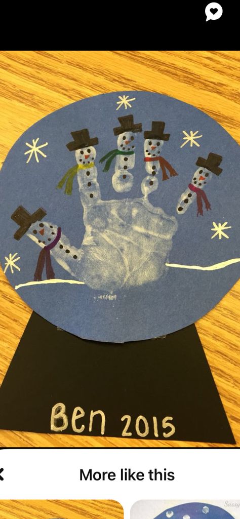 Snowman Snow Globe Craft Kids, Christmas Crafts For Toddlers Preschool Winter Activities, Snow Crafts Kindergarten, Preschool Winter Projects, Winter Preschool Handprint Art, Holiday Prek Crafts, Holiday Craft Ideas For Preschoolers, Toddler Winter Art Activities, Preschool Winter Crafts For Parents