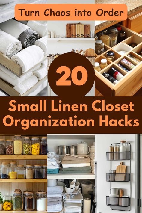 Looking to tidy up a cramped linen closet? Try these 20 organization hacks that are perfect for small spaces, helping you make the most of every shelf and corner. Easy and practical solutions await! #LinenClosetOrganization #SmallClosetStorage #SpaceSavingTips #OrganizedHome #ClosetOrganization #LinenCloset Organization Ideas For Linen Closet, Tiny Coat Closet Organization, Ikea Linen Closet Hack, Small Linen Closet Organization Hallways, Small Closet Organization Hacks, Open Linen Closet In Bathroom, Organize Bathroom Closet, Hallway Closet Organization, Linen Closet Organization Hallway