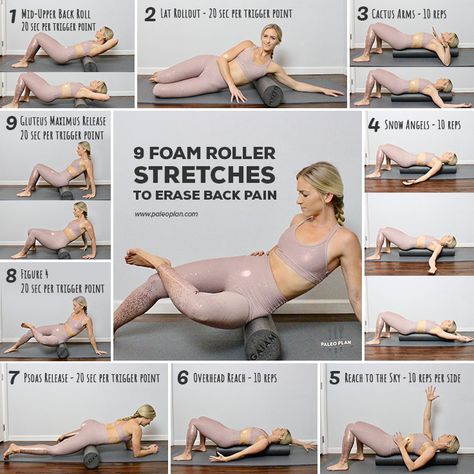 Foam Roller Stretches, Roller Stretches, Foam Rolling Exercises, Psoas Release, Fitness Hacks, Foam Roller Exercises, Bolesti Chrbta, Workout Bauch, Foam Rolling