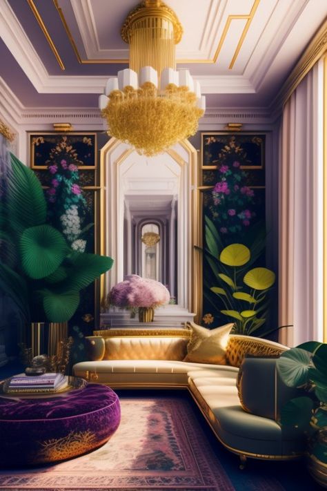 Empire Style Interior, Hollywood Glam Interior Design, Cloud Couch Living Room, Art Deco Living Room Ideas, Hollywood Regency Interior Design, 1940s Decor, Glam Interior Design, Glamour Interiors, Colourful Living Room Decor