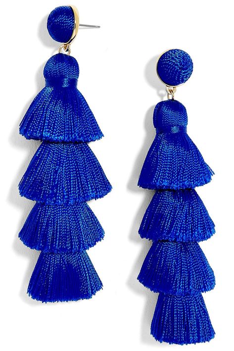 Blue Tassel Earrings, Fringe Jewelry, Colbalt Blue, Baublebar Earrings, Cobalt Blue Earrings, Black Jewel, Blue Accessories, Earring Trends, Blue Tassel