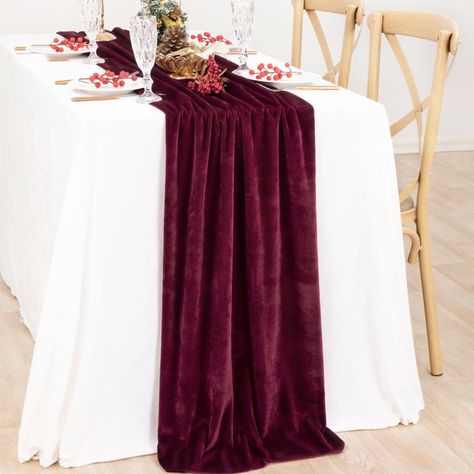 PRICES MAY VARY. Velvet Size: 20" W x 120" L. Material: The luxurious velvet table runner is made of soft and wrinkle resistant velvet fabric, smooth, durable and has an understated sense of luxury. Style: The velvet table runner with soft and glossy texture, excellent drape and elegant looks, can easily decorate any occasion or event, leaving you with special memories. Occasions: Suitable for Thanksgiving, Christmas party, wedding reception decorations, home dining table, bridal show, wedding a Velvet Table Runner, Thanksgiving Party Decor, Velvet Table, Home Dining Table, Thanksgiving Table Runner, Table Runner Size, Valentine Dinner, Burgundy Velvet, Bridal Show