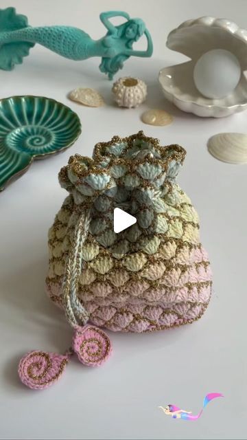 🧶☀️Alice☀️🧶 on Instagram: "Ta-dah 🤗 here’s my design for the July box for Little Box of Crochet: say hello to the mermaid drawstring bag✨🧜‍♀️✨  Perfect for all those mermaid essentials: random shells, mermaid mirror, hair accessories, yarn (obv) & a mermaid hook pouch 💖 it’s pastel 💖 it’s rainbow 🌈 and it sparkles✨ (can you tell how excited I am 😂)  Huge thank you to lovely Justine and the fabulous team @littleboxofcrochet ❤️ I was so thrilled to be asked to do this and have thoroughly enjoyed the whole process; from excitedly bouncing ideas around, to choosing yarn & colours, designing and creating it and then receiving and opening the magical box of treasures. ✨🐚🧜‍♀️✨  I hope everyone enjoys opening their gorgeous boxes and making their bags as much as I enjoyed creating it 💖 Mermaid Mirror, Mermaid Bag, Crochet Shell, A Mermaid, My Design, Yarn Colors, Say Hello, Drawstring Bag, Mermaid