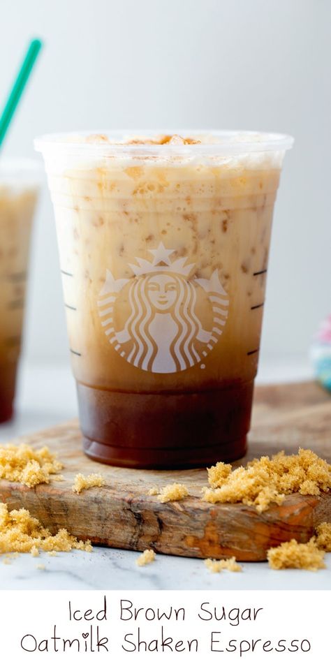 Oatmilk Shaken Espresso Starbucks, Shaken Espresso Starbucks, Brown Sugar Oatmilk Shaken Espresso, Brown Sugar Shaken Espresso, Espresso Drink Recipes, Shaken Espresso, Make Brown Sugar, Starbucks Drinks Diy, Brown Sugar Syrup