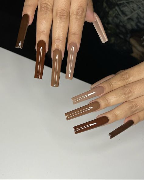 Brown Acrylic Nails, Henna Nails, Brown Nail, Swarovski Nails, Gel Nails Diy, Colored Acrylic Nails, Fall Acrylic Nails, Short Square Acrylic Nails, Long Acrylic Nails Coffin