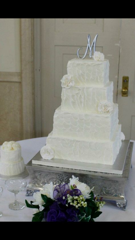 Wedding Cake Square, Textured Wedding Cake, Textured Wedding Cakes, Square Wedding Cakes, Buttercream Wedding Cake, Amazing Cakes, Wedding Cake, Butter Cream, Wedding Cakes