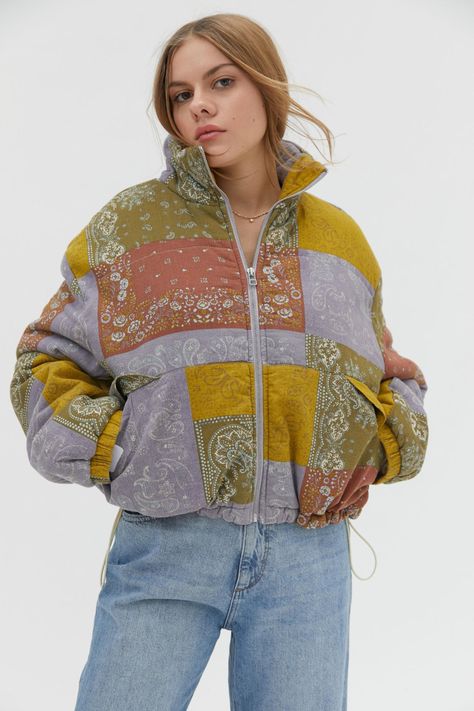 BDG Ash Printed Linen Puffer Jacket | Urban Outfitters Australia A Jacket, Printed Linen, Cardigan Jacket, Denim Shop, Puffer Jacket, Coats For Women, Ash, Fitness Models, Urban Outfitters