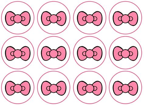 kitty bow toppers Cake Topper Free Printable, Ribbon Cake Topper, Hello Kitty Baby Shower, Hello Kitty Birthday Theme, Hello Kitty Theme Party, Bow Cupcakes, Ribbon Cake, Images Hello Kitty, Hello Kitty Printables