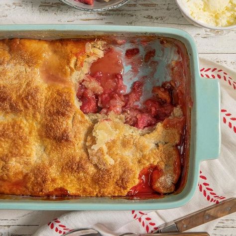 Rhubarb Strawberry Cobbler Cake Loaves, Best Easter Recipes, Strawberry Cobbler Recipes, Strawberry Rhubarb Sauce, Rhubarb Jelly, Strawberry Rhubarb Cobbler, Blueberry Rhubarb, Rhubarb Cobbler, Rhubarb Strawberry