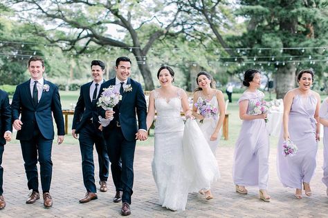 Lavender Bridesmaids & Groomsmen in Suits Groomsmen In Suits, Lavender Bridesmaids, Wedding Lilac, Suits And Ties, Lavender Bridesmaid, Intimate Destination Wedding, Bridesmaids Groomsmen, Wedding Inside, Groomsmen Suits