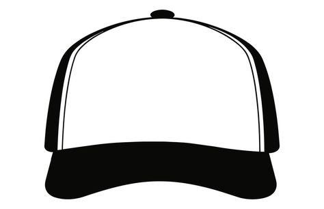 Trucker Hat, Mesh Cap template illustration, Blank black Trucker Hat Vectorize for designers. Trucker Hat Drawing, Cap Template, Hat Template, Black Trucker Hat, Hat Vector, Custom Trucker Hats, Hat Patches, Wedding People, Mesh Cap