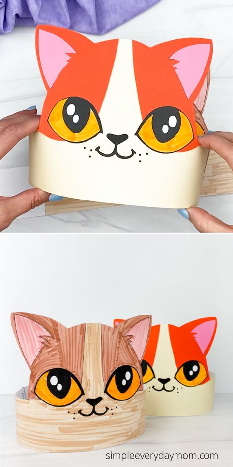 Pet fans unite! This cute and easy cat headband craft is a fun activity for kids to make. Download the free template and make with preschool, kindergarten, and elementart children. Cat Headband Diy, Kitten Craft Preschool, Kitty Crafts For Kids, Cat Headband Craft, Pet Crafts For Kids, Pet Crafts Preschool, Cat Activities For Preschool, Cat Crafts For Kids, Pets Craft