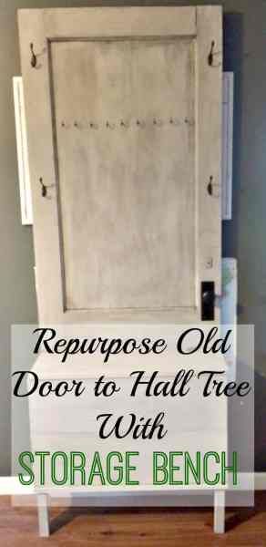 Old Door Hall Tree, Old Door Bench, Rustic Hall Trees, Door Hall Trees, Old Door Decor, Door Bench, Hall Tree Storage Bench, Door Tree, Hall Tree Bench