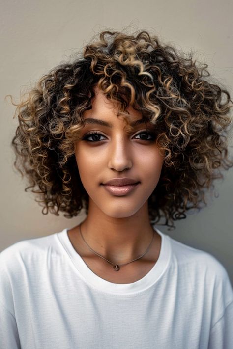 16 Best Short Hair with Highlights for 2024 Hair Color Ideas For Black Women Short, Short Hairstyle Color Ideas, Short Curly Balayage Hair, Short Curly Hair Color Ideas Highlights, Short Curly Hair With Highlights, Short Hairstyles With Highlights, Short Hair With Highlights, Hairstyles With Highlights, Curly Balayage Hair