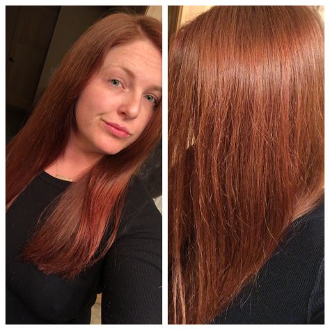 My own custom mixed color that I recently did on my own!   I mixed 1 tube ION 6RC Dark Copper Blonde & 1 tube ION 7WR Medium Warm Red Blonde. ❤️  Next time I’m doing the 6RC & another red tone since the 7WR is a little too golden for my liking Dark Copper Blonde, Balayage Copper, Red Brown Hair Color, Red Hair Makeup, Red Blonde, Chestnut Hair, Red Blonde Hair, Color Formulas, Copper Blonde