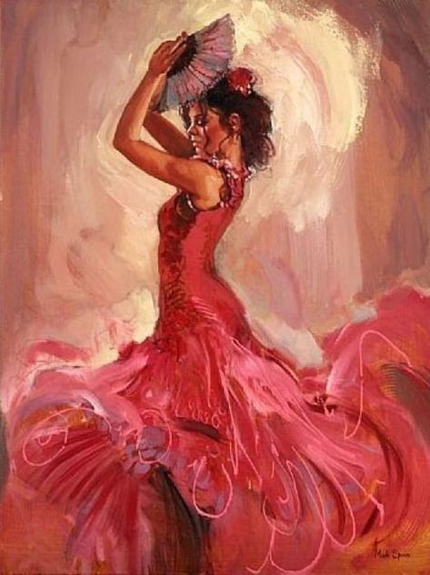 Dancing Art, Dancer Painting, Spanish Dancer, Music Magic, Dancers Art, Dance Paintings, Spanish Art, Argentine Tango, Flamenco Dancers