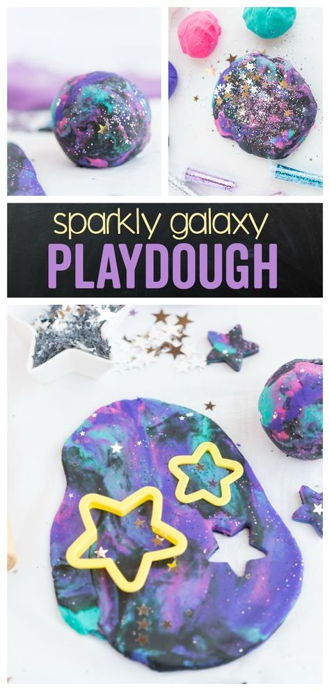 Galaxy Crafts For Kids, Galaxy Playdough, Galaxy Play Dough, Playdough Diy, Galaxy Crafts, Space Crafts For Kids, Diy Galaxy, Playdough Kits, Glitter Crafts